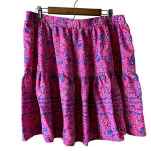 Lane Bryant Pink Floral Tiered Mini Skirt Womens 18/20 Boho Festival